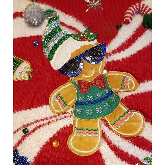 33 Degrees Gingerbread Man Christmas Sweater Size L - Picture 4 of 9